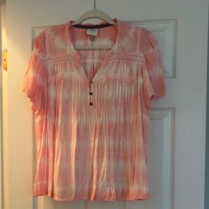 Knox Rose Pink Short Sleeve Blouse with Pleated Design